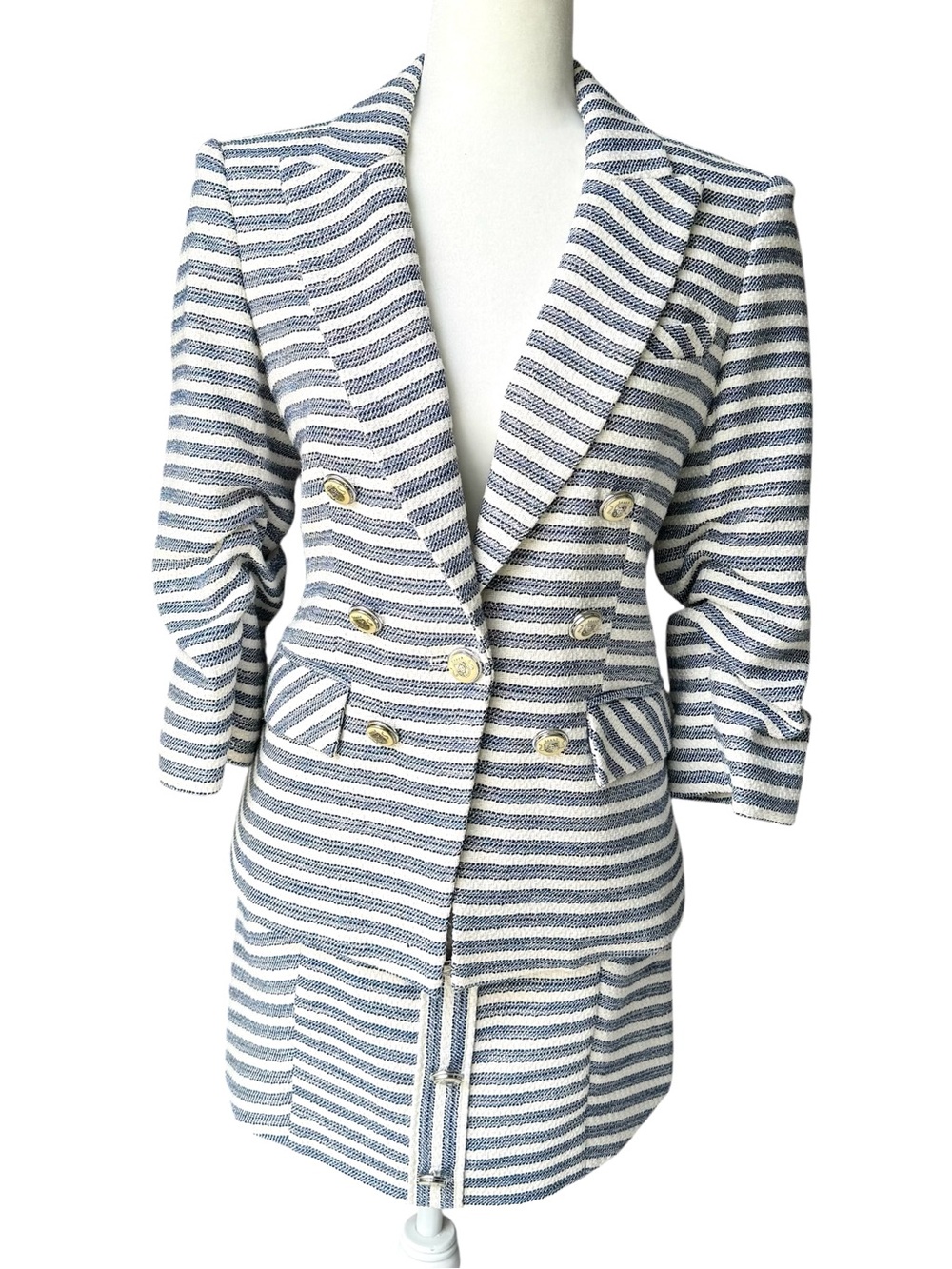 🆕 Veronica Beard Ryland Tweed Metallic Striped Skirt Suit Dickey Jacket - Picture 6 of 16
